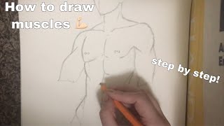 How to draw musclesmale body step by step [upl. by Lapides]