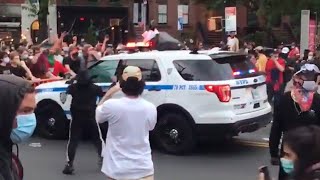 New York police drive into group of demonstrators  George Floyd protests [upl. by Silberman]