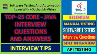 Top 25 Java Interview Questions and Answers for SDET [upl. by Bo]