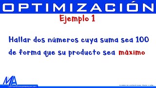 Optimización  Ejemplo 1  Producto máximo [upl. by Sabra297]