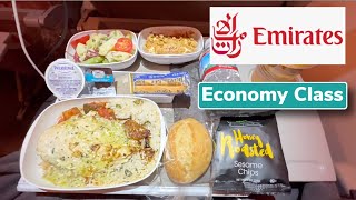 Emirates Airline IN FLIGHT FOOD in Economy Class  Houston to Dubai [upl. by Boyce]