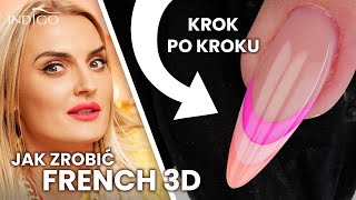 Paznokcie French 3D – Jak zrobić Quilling Nails Przedłużanie paznokci żelem  Indigo Nails [upl. by Geddes]