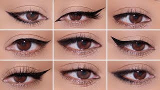 How To 9 Different Eyeliner Styles on HOODED EYES  Easy Beginner Friendly Tutorial [upl. by Leandra]