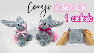 DIY Conejo hecho con 1 CUADRADO Tejido o con tela [upl. by Riana]