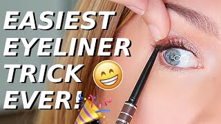 Eyeliner Trick For Hooded Downturned Aging Eyes  Quick EASY Eye Lift [upl. by Enelav]