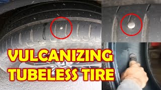 HOW TO VULCANIZE A TUBELESS TIRE PATCHING METHOD [upl. by Scotti379]