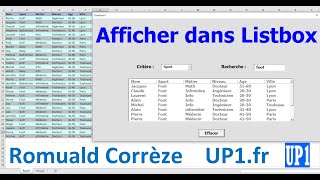 ExcelVBA Afficher dans une ListBox [upl. by Elliven]