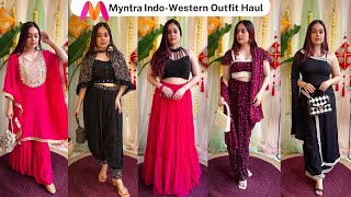 Trendy Indo Western Wedding Guest Outfit Haul from Myntra  Partywear Outfits  Mahima Giri [upl. by Tahpos196]